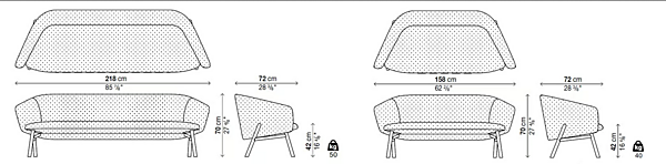 Fabric sofa with upholstered back Kristalia Tuile factory Kristalia from Italy. Foto №10