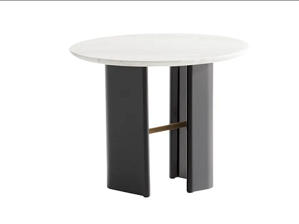 Round steel coffee table with marble top Potocco Double L 952 TC 952/TC factory POTOCCO from Italy. Foto №1