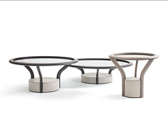 Round wood and glass coffee table GIORGETTI Chanterelle