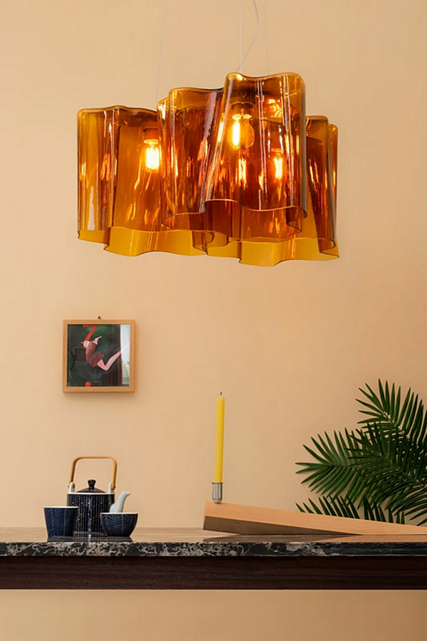 Blown glass pendant lamp Logico 3x120 Artemide 0454010A, 0454020A, 0698020A factory Artemide from Italy. Foto №4