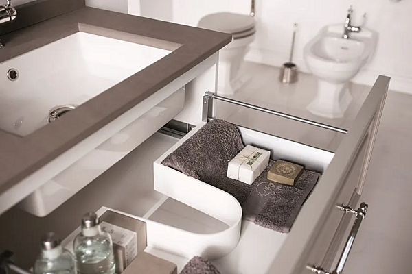 Double wall mounted wooden vanity unit with drawers Gaia Mobili Autoritratto factory GAIA from Italy. Foto №4