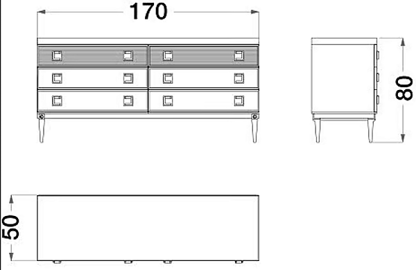 Wood veneer and metal chest of drawers Sesto Senso CPRN HOMOOD S511 factory CPRN HOMOOD from Italy. Foto №3