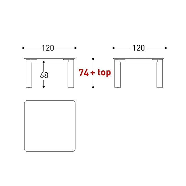 Square Aluminium Garden Table with HPL Top VARASCHIN Plinto 24680, 24682 factory VARASCHIN from Italy. Foto №10