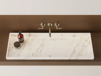 Semi Inset Rectangular Marble Washbasin AGAPE 004 factory Agape from Italy