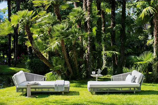 Garden Daybed with Upholstered Backrest in Powder Coated Aluminium VARASCHIN Tibidabo 1430/1430A, 1431/1431A factory VARASCHIN from Italy. Foto №5