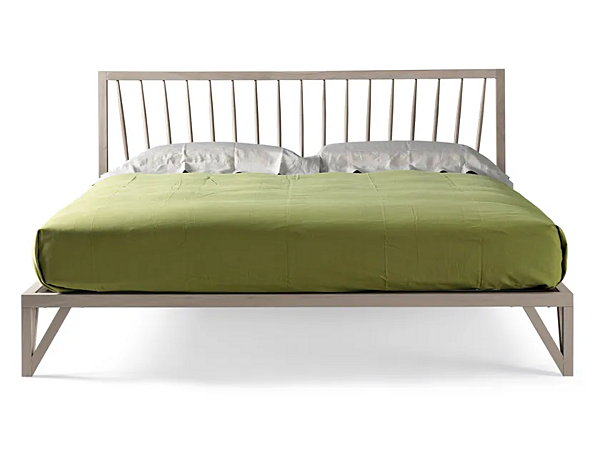 Walnut double bed with upholstered headboard DALE Leggiadro P 620 factory DALE from Italy. Foto №1