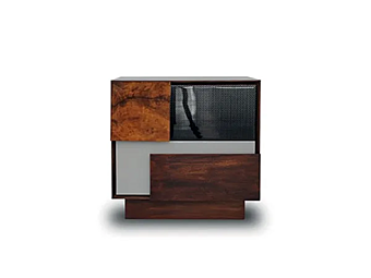 Bedside table in wood with quilted panel BAXTER Memo factory BAXTER from Italy