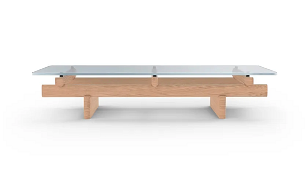 Low rectangular coffee table wood and glass CASSINA Sengu factory CASSINA from Italy. Foto №9