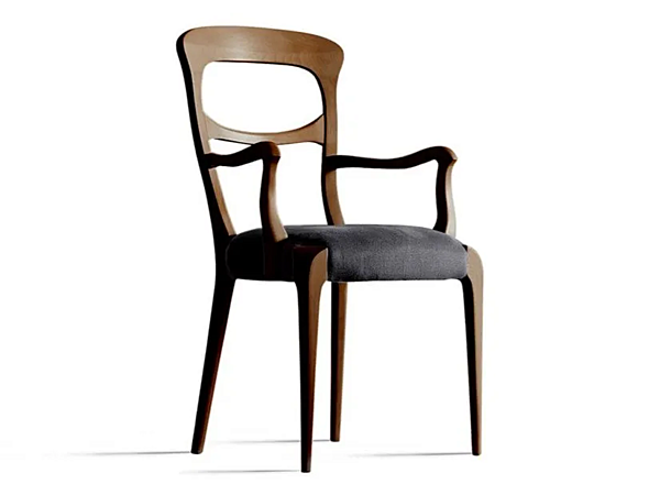 Wooden armchair with upholstered back Capotavola Dale L143 factory DALE from Italy. Foto №1