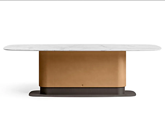 Rectangular marble table with tanned leather details CPRN HOMOOD Starlight ST717