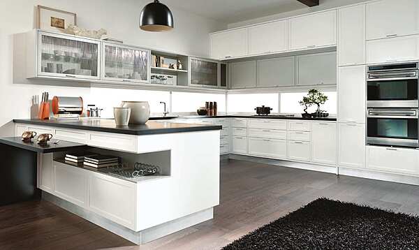 Fitted kitchen with peninsula in wood ASTER CUCINE Timeline factory Aster Cucine from Italy. Foto №4