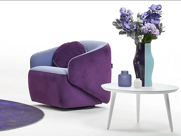 Swivel fabric easy chair with armrests AERRE ITALIA GEA factory AERRE ITALIA from Italy. Foto №3