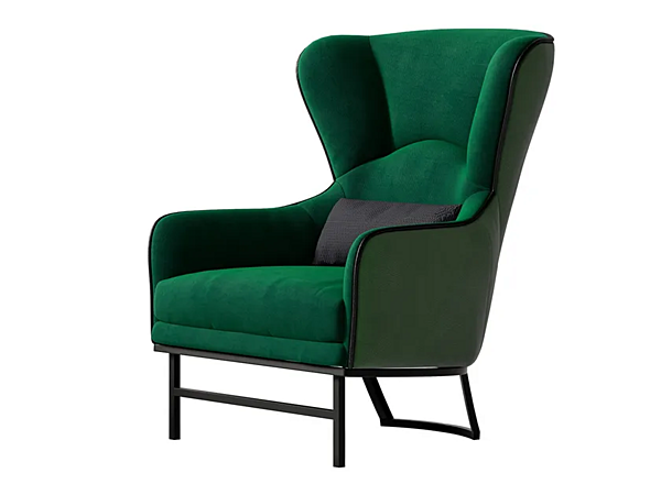 Bergere armchair in leather and fabric Sesto Senso CPRN HOMOOD S575 factory CPRN HOMOOD from Italy. Foto №1