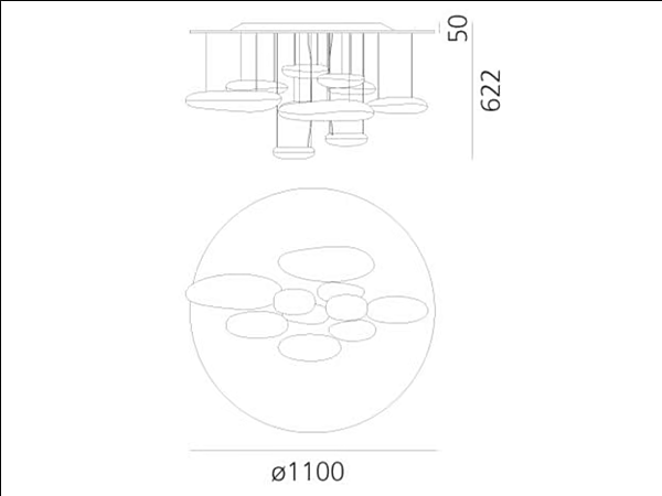 Ceiling Lamp Aluminium and ABS Mercury Artemide 1366W10A, 1366110A factory Artemide from Italy. Foto №3