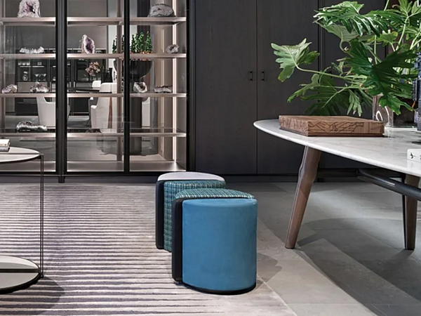 Round fabric pouf Summa GIORGETTI 54090 factory GIORGETTI from Italy. Foto №3