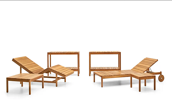 Teak Sun Lounger with Adjustable Backrest VARASCHIN Barcode 2181E factory VARASCHIN from Italy. Foto №5