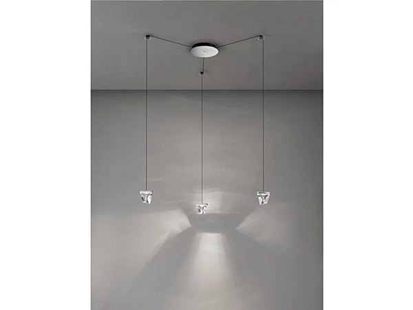 LED crystal pendant lamp Tripla 3 spots Fabbian factory Fabbian from Italy. Foto №1