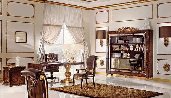 Freestanding wooden bookcase A.R. Arredamenti Grand Royal 407 factory A.R.ARREDAMENTI SRL from Italy. Foto №4