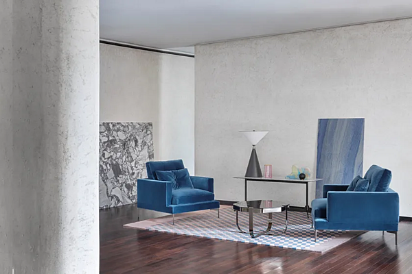 Fabric armchair with removable cover and armrests Saba Essentiel factory SABA from Italy. Foto №2