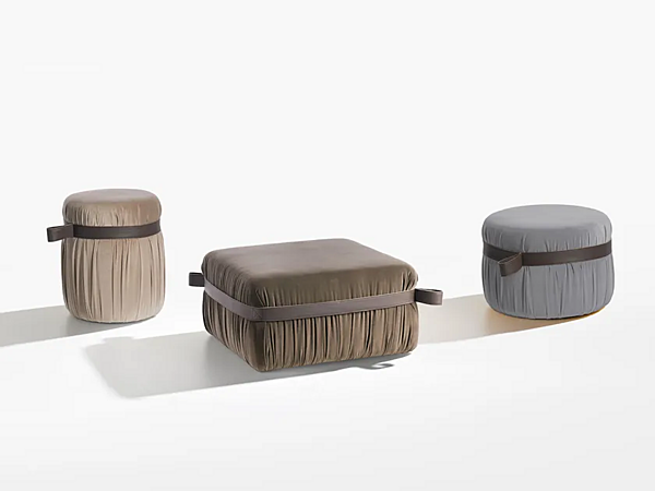 Upholstered round fabric pouf Potocco Herm 925 O60 925/060 factory POTOCCO from Italy. Foto №2