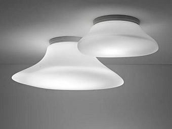 Halogen Glass Ceiling Lamp Fabbian Lumi Mycena factory Fabbian from Italy