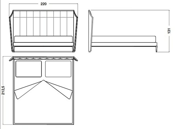 Leather and wood bed with upholstered headboard Eclipse CPRN HOMOOD E200, E201, E202 factory CPRN HOMOOD from Italy. Foto №3