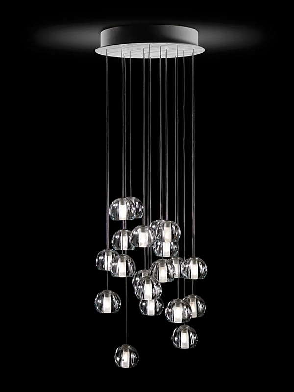 Crystal Pendant Lamp Multispot Beluga Fabbian factory Fabbian from Italy. Foto №7