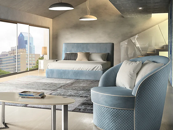 Double bed with upholstered headboard fabric CASA +39 ARES 2 A20001, A20006 factory CASA +39 from Italy. Foto №3