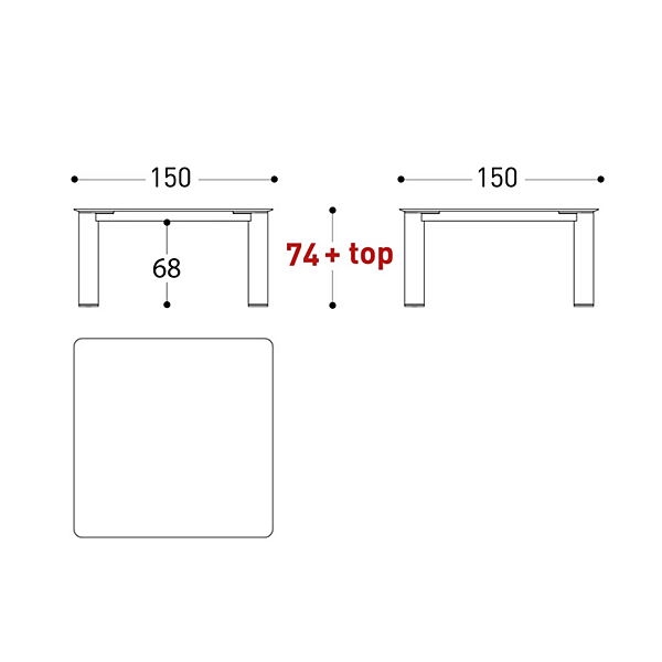 Square Aluminium Garden Table with HPL Top VARASCHIN Plinto 24680, 24682 factory VARASCHIN from Italy. Foto №11