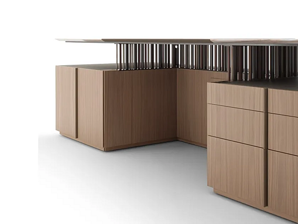 Rectangular Writing Desk with Walnut Base and Marble Top GIORGETTI G-Code 71200, 71205 factory GIORGETTI from Italy. Foto №5