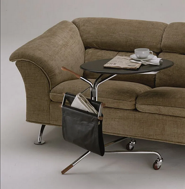 Tanned Leather Side Table with Castors and Magazine Rack i 4 Mariani factory i 4 Mariani from Italy. Foto №3