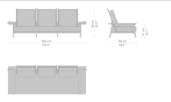 Fabric garden sofa CASSINA 239 Fenc-e Nature factory CASSINA from Italy. Foto №9