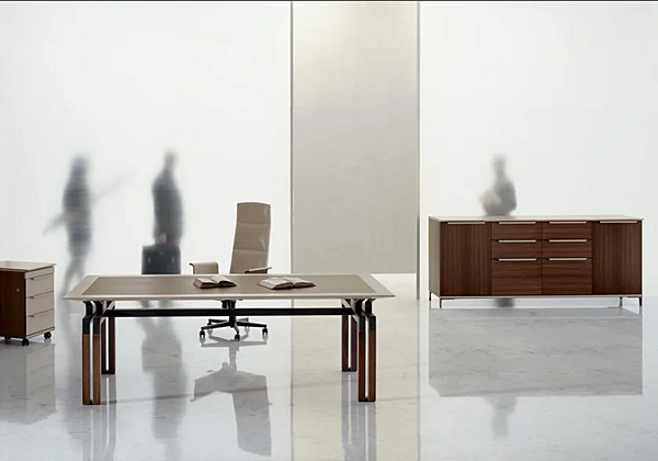 Tanned Leather Office Drawer Unit with Castors i 4 Mariani Paso Doble factory i 4 Mariani from Italy. Foto №3