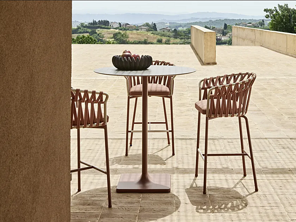 High fabric garden stool with armrests VARASCHIN Emma Cross 24850/24851, 24850B/24851B factory VARASCHIN from Italy. Foto №5