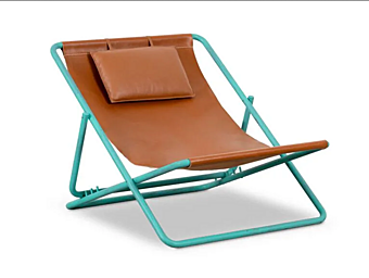 Recliner Deck Chair in Tanned Leather BAXTER Rimini factory BAXTER from Italy