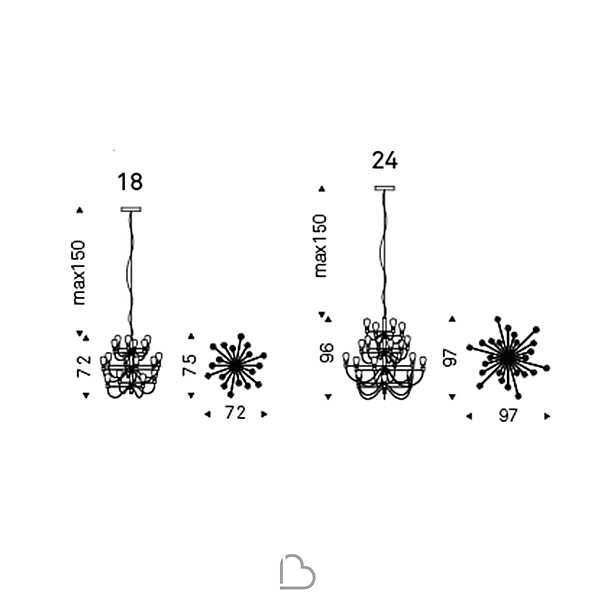 Chandelier CATTELAN ITALIA Silver Studio POSEIDON factory CATTELAN ITALIA from Italy. Foto №9