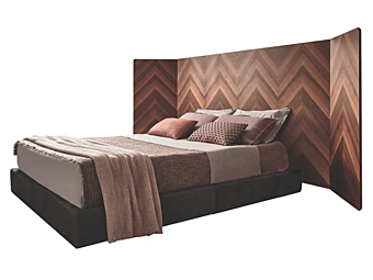 Walnut double bed with upholstered headboard Gallotti&Radice Eve Walnut double bed with upholstered headboard Gallotti&Radice Eve factory Gallotti & Radice from Italy