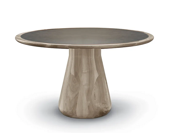 Round table in walnut and leather DALE Convivio B680 factory DALE from Italy. Foto №1