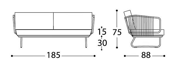 Sofa with man-made fibre cord Babylon VARASCHIN 1743, 1744, 174D3, 174D3C factory VARASCHIN from Italy. Foto №13