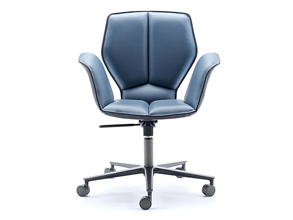 Leather office chair with castors and 5 spoke base FASEM Fosca Big factory FASEM from Italy. Foto №1