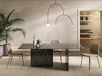 Glass dining table polished Sahara Noir XGlass LAGO Stratum Glass dining table polished Sahara Noir XGlass LAGO Stratum factory LAGO from Italy
