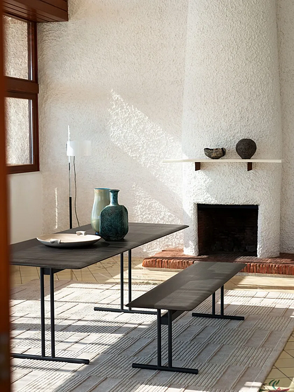 Rectangular ash and metal table Potocco Graphic 955 TR 955/TR factory POTOCCO from Italy. Foto №4