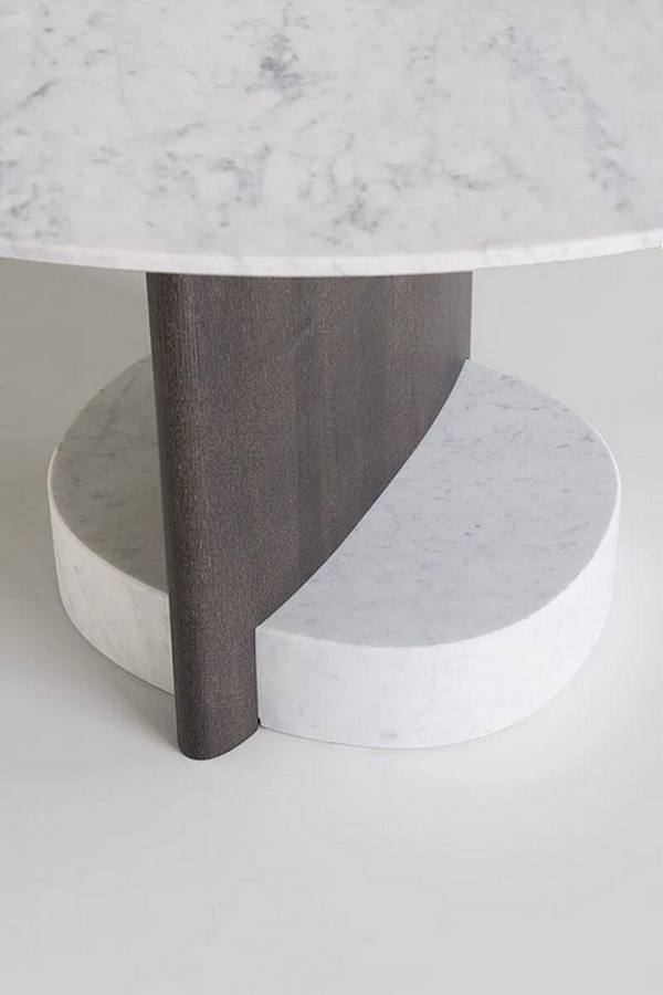 Round Carrara Marble and Ash Table Potocco SYN 956 TC 956/TC factory POTOCCO from Italy. Foto №3