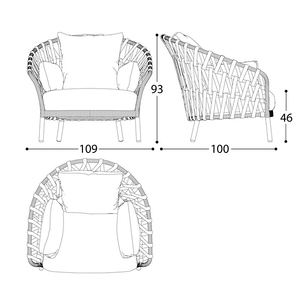 Acrylic garden armchair with armrests Varaschin Emma Cross 24820 factory VARASCHIN from Italy. Foto №15