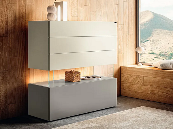 Glass chest of drawers AIR LAGO 0684B 0684B factory LAGO from Italy. Foto №1