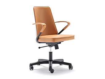 Height Adjustable Tanned Leather Office Chair with Armrests FASEM Luna LUNA ABW