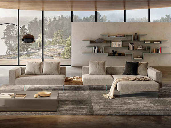 Modular fabric sofa with chaise longue LAGO AIR 2687 2687 factory LAGO from Italy. Foto №1