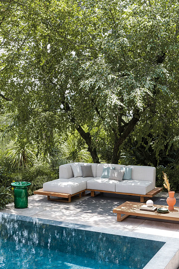 2-Seater Garden Sofa in Fabric and Teak Atmosphera 9 Zero 9.0.M1.MC factory ATMOSPHERA from Italy. Foto №6