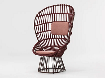 High Back Garden Easy Chair with Upholstered Back Cala Kettal factory KETTAL from Italy