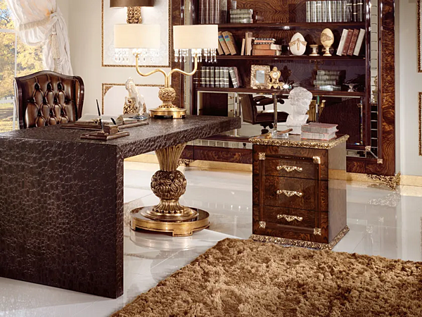 Rectangular writing desk with drawers imitation leather A.R. Arredamenti Grand Royal 418 factory A.R.ARREDAMENTI SRL from Italy. Foto №3